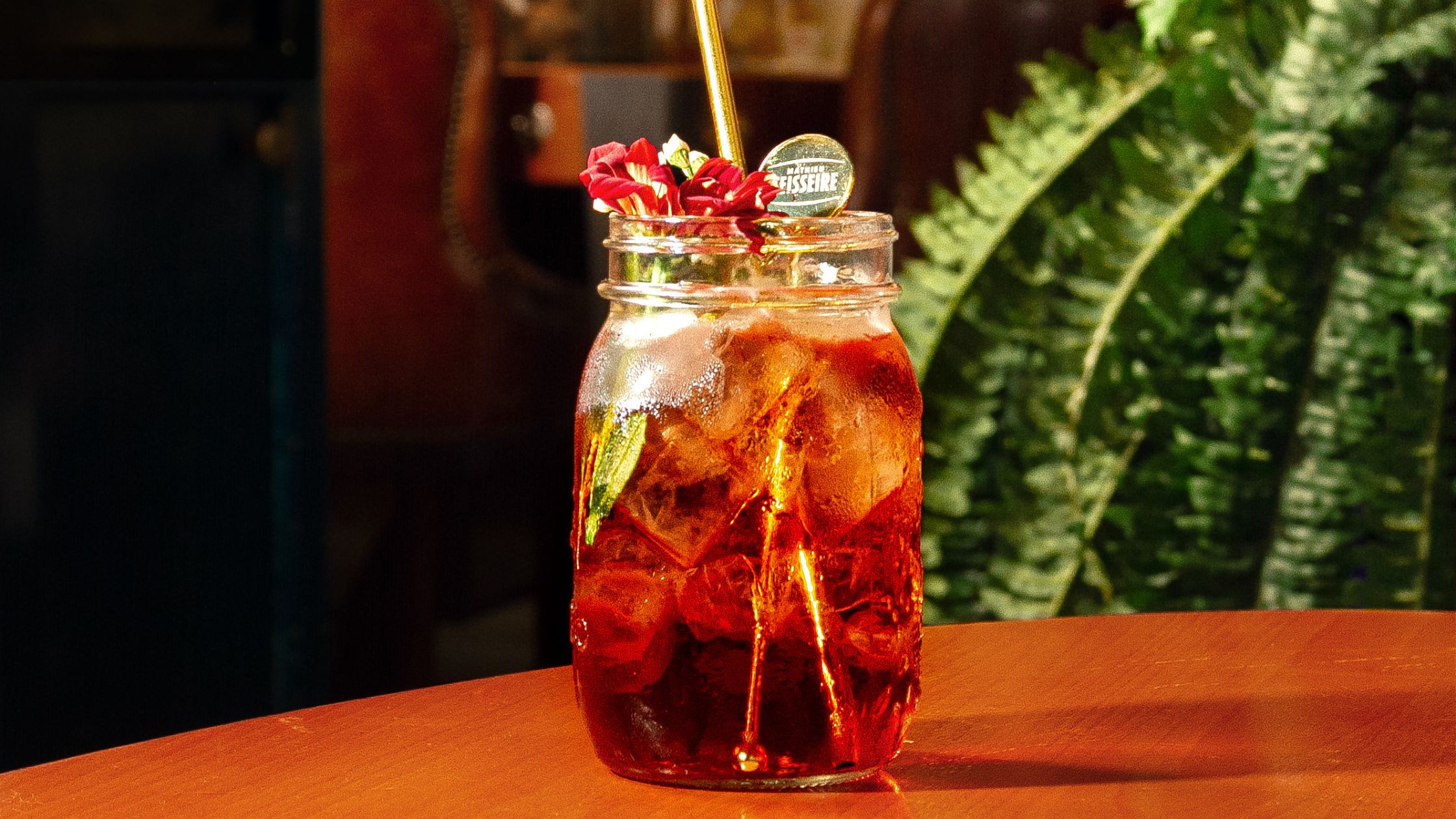 Peach and Cherry Sparkler Cocktail